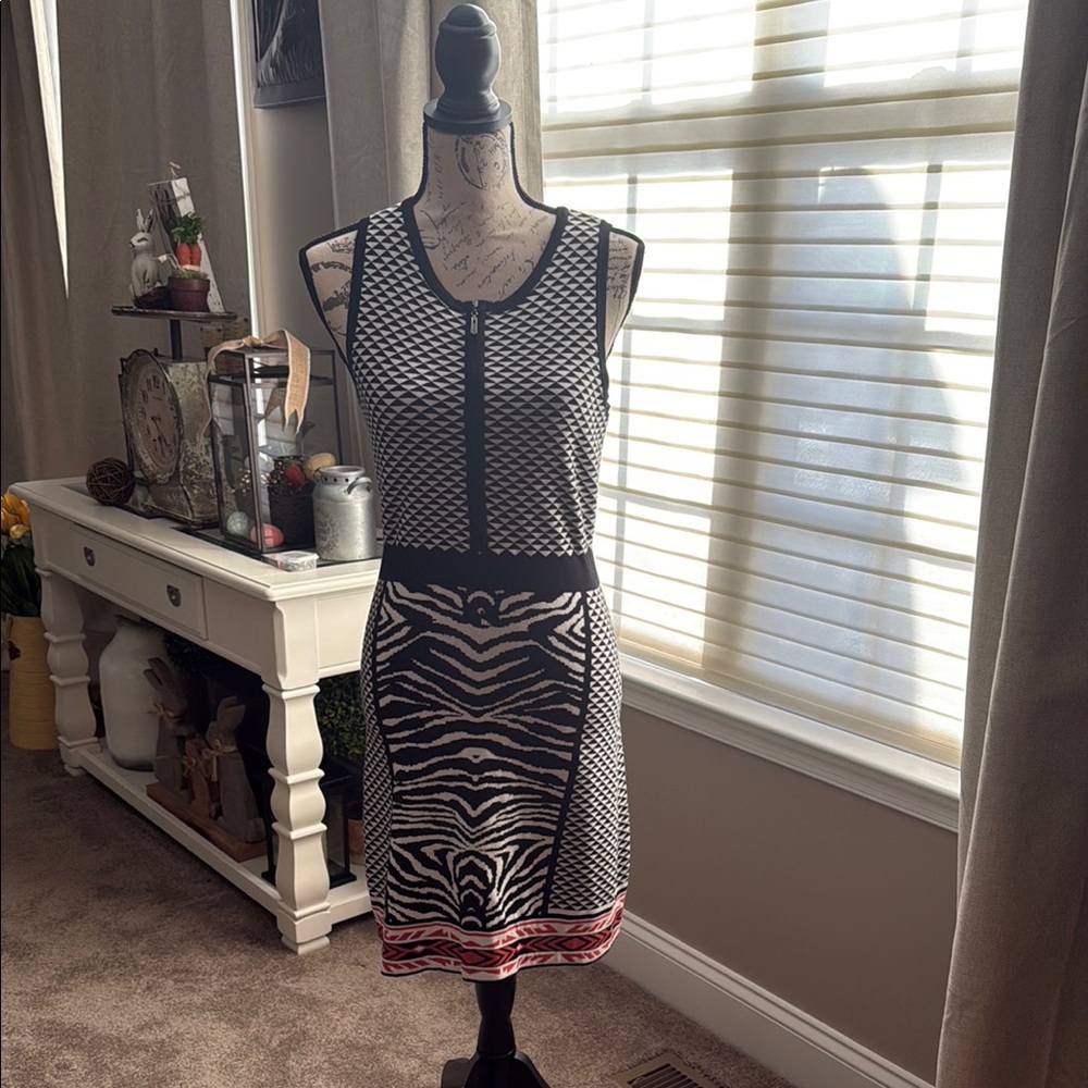 NWT Hale Bob Black and White Zebra Print Dress